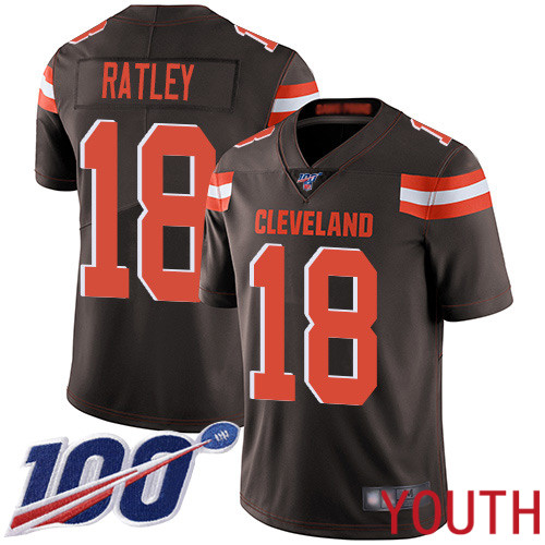 Cleveland Browns Damion Ratley Youth Brown Limited Jersey 18 NFL Football Home 100th Season Vapor Untouchable